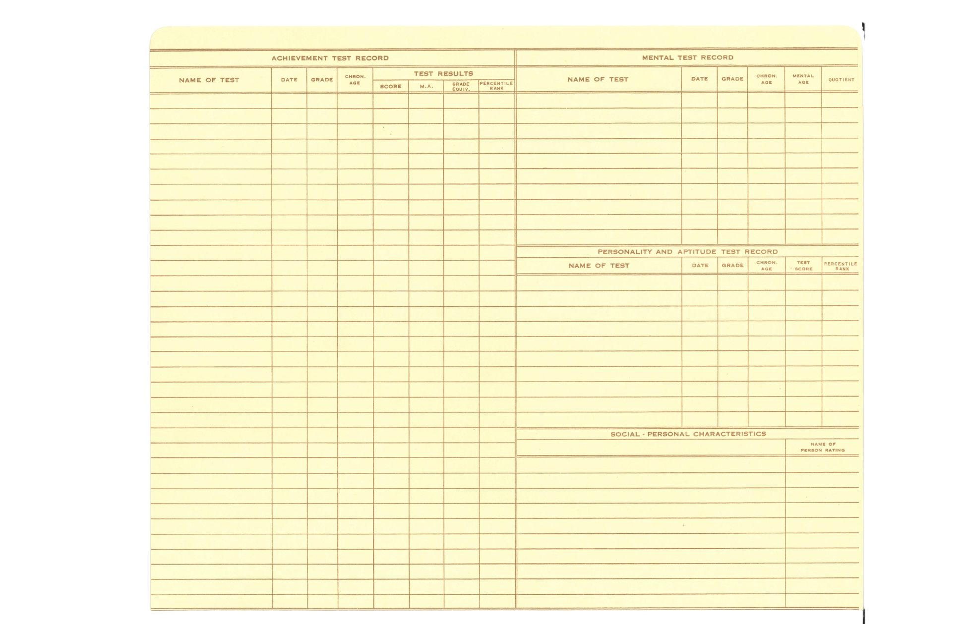 Cumulative Record Folders, Form 100 (Pack of 25)