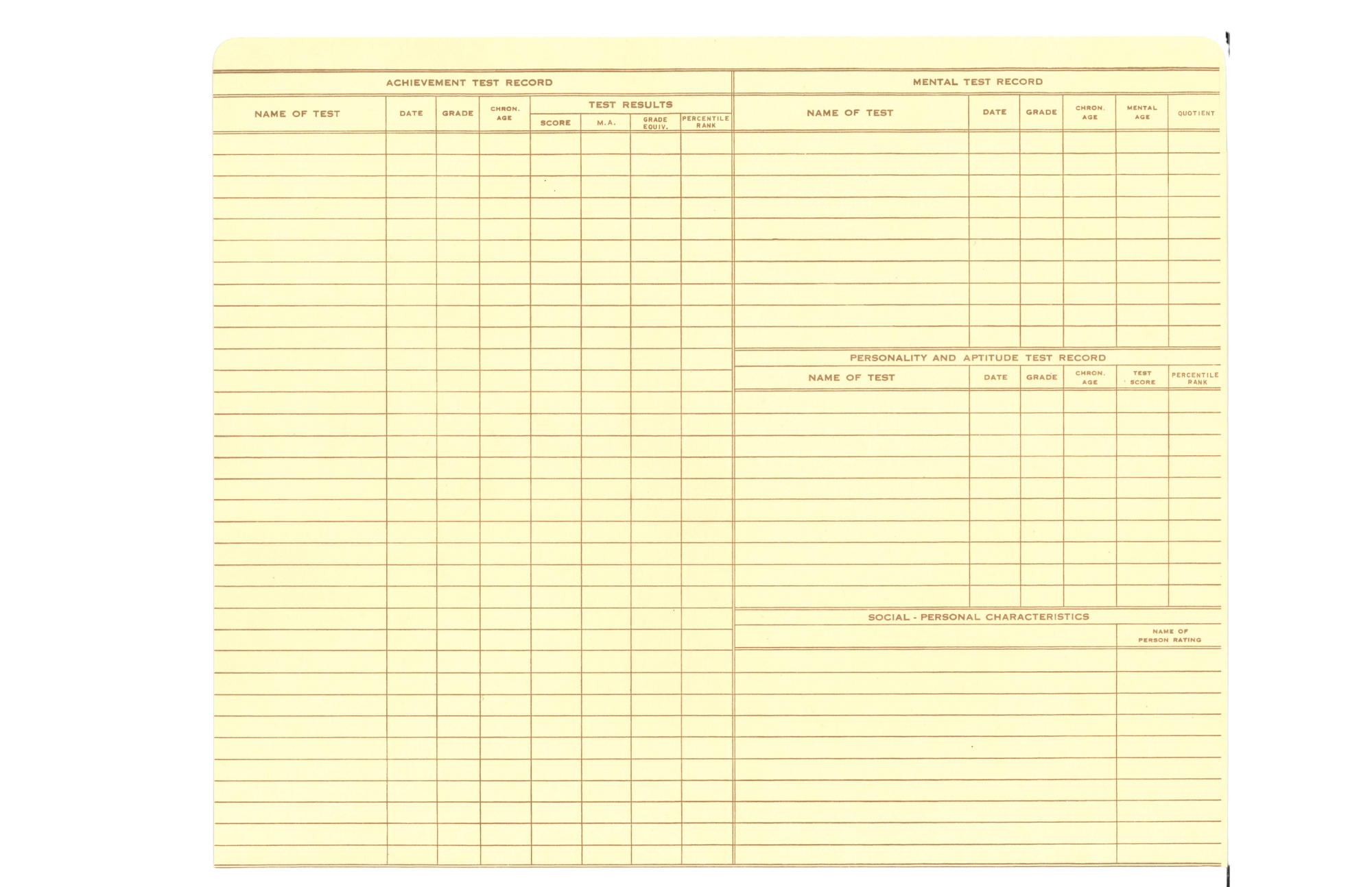 Cumulative Record Folders, Form 100 (Pack of 25)