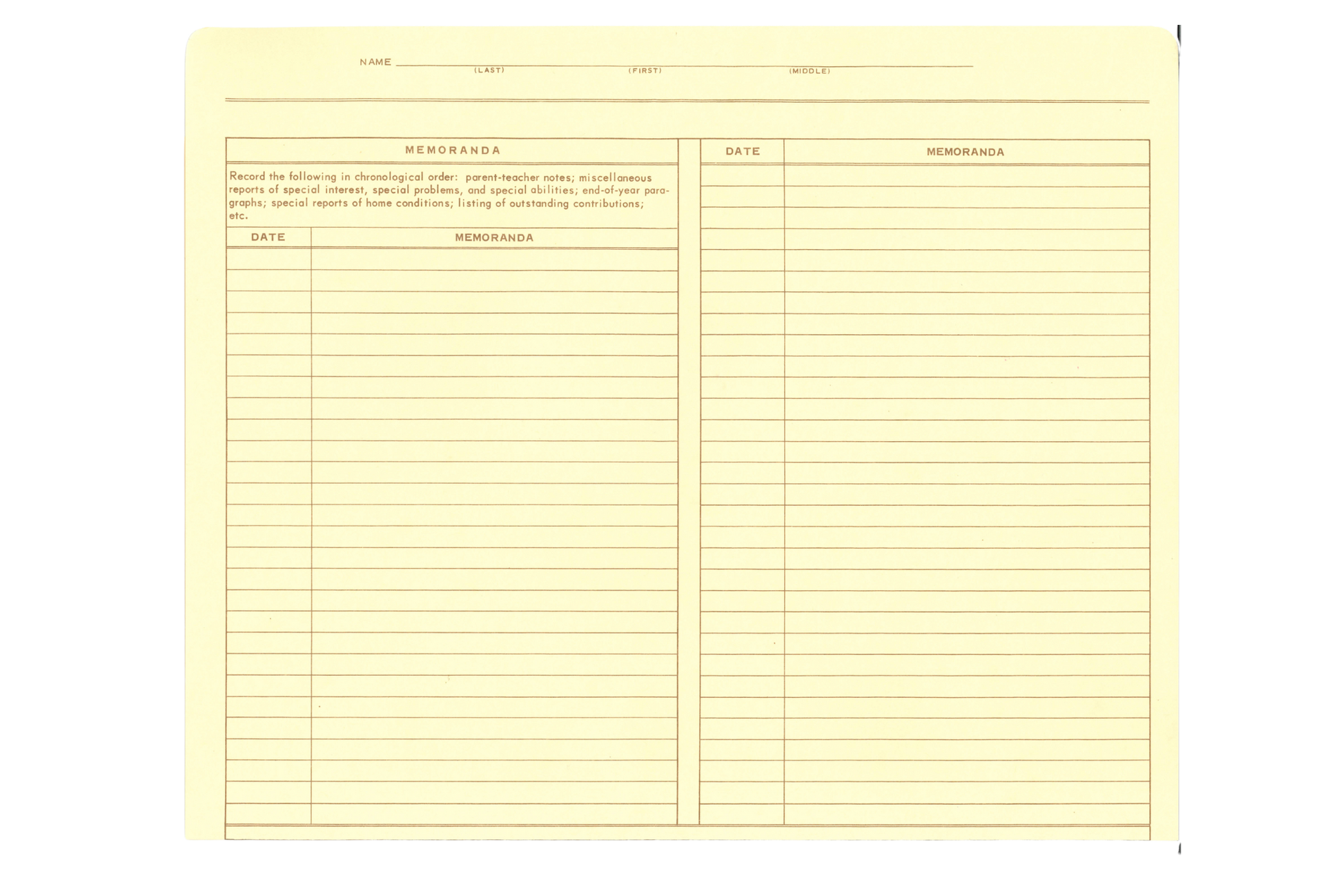 Cumulative Record Folders, Form 100 (Pack of 25)