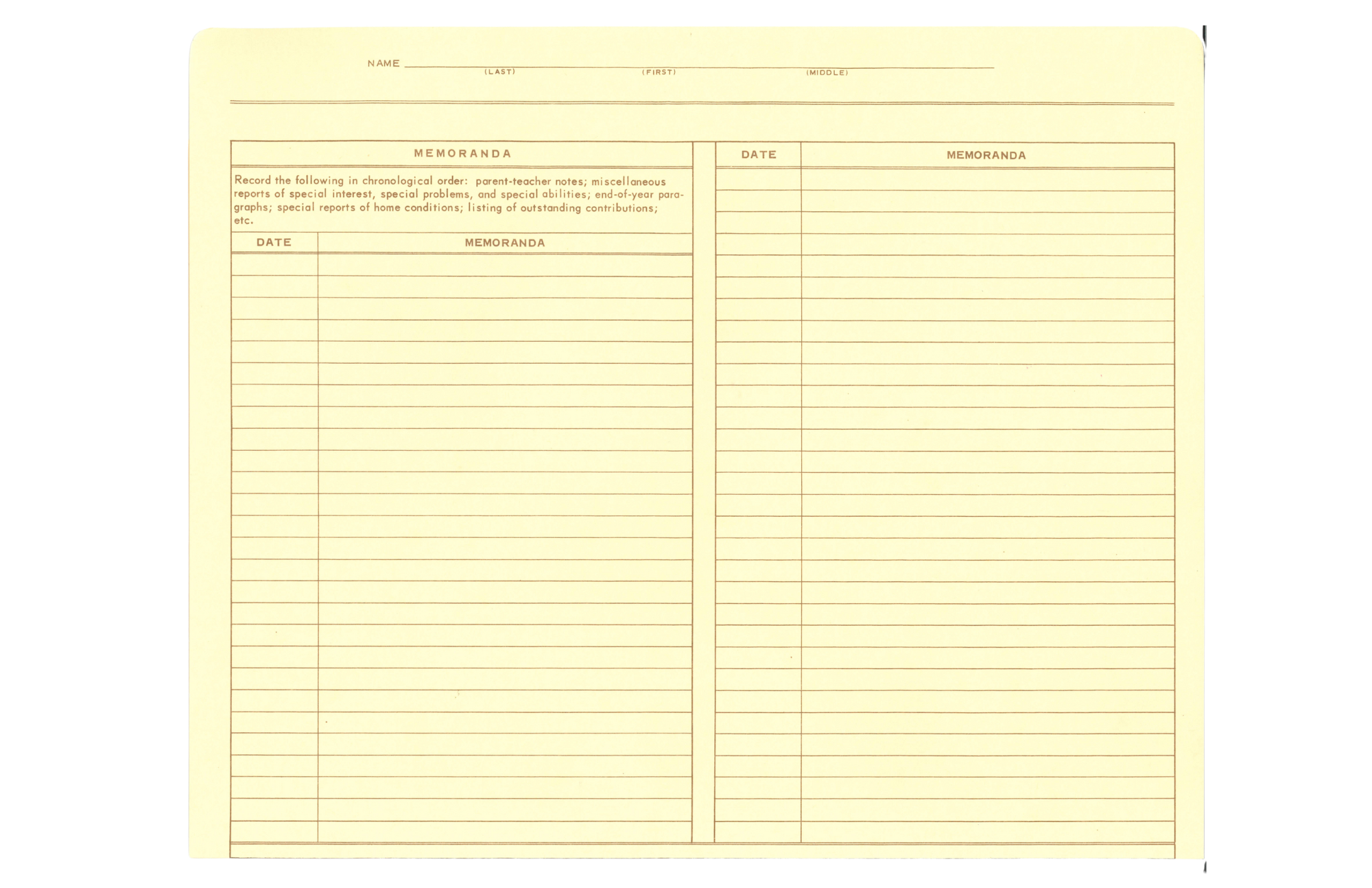 Cumulative Record Folders, Form 100 (Pack of 25)