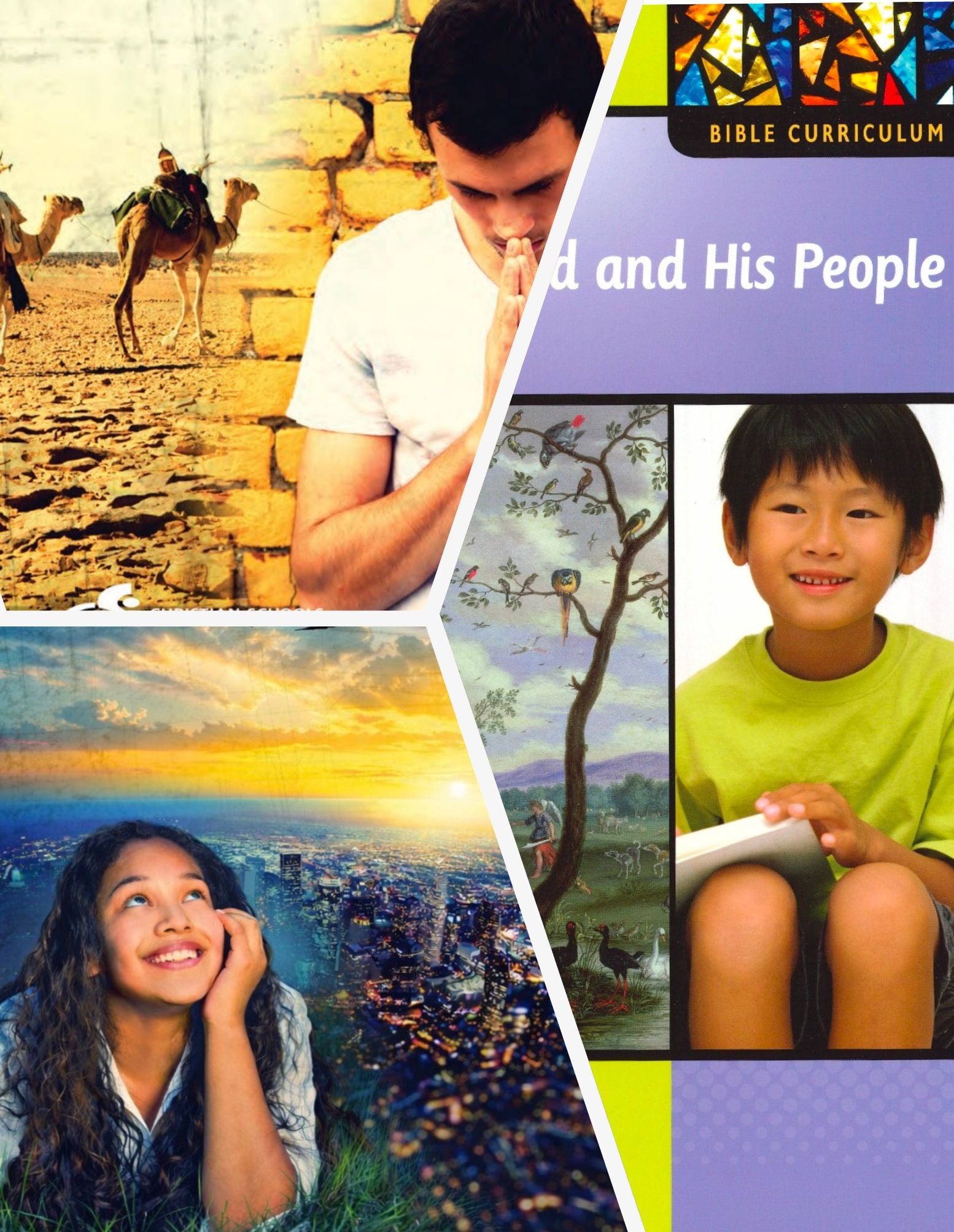A three-way split image of book covers for God's Unfolding Kingdom, Hope for God's Kingdom, and Walking With God and His People