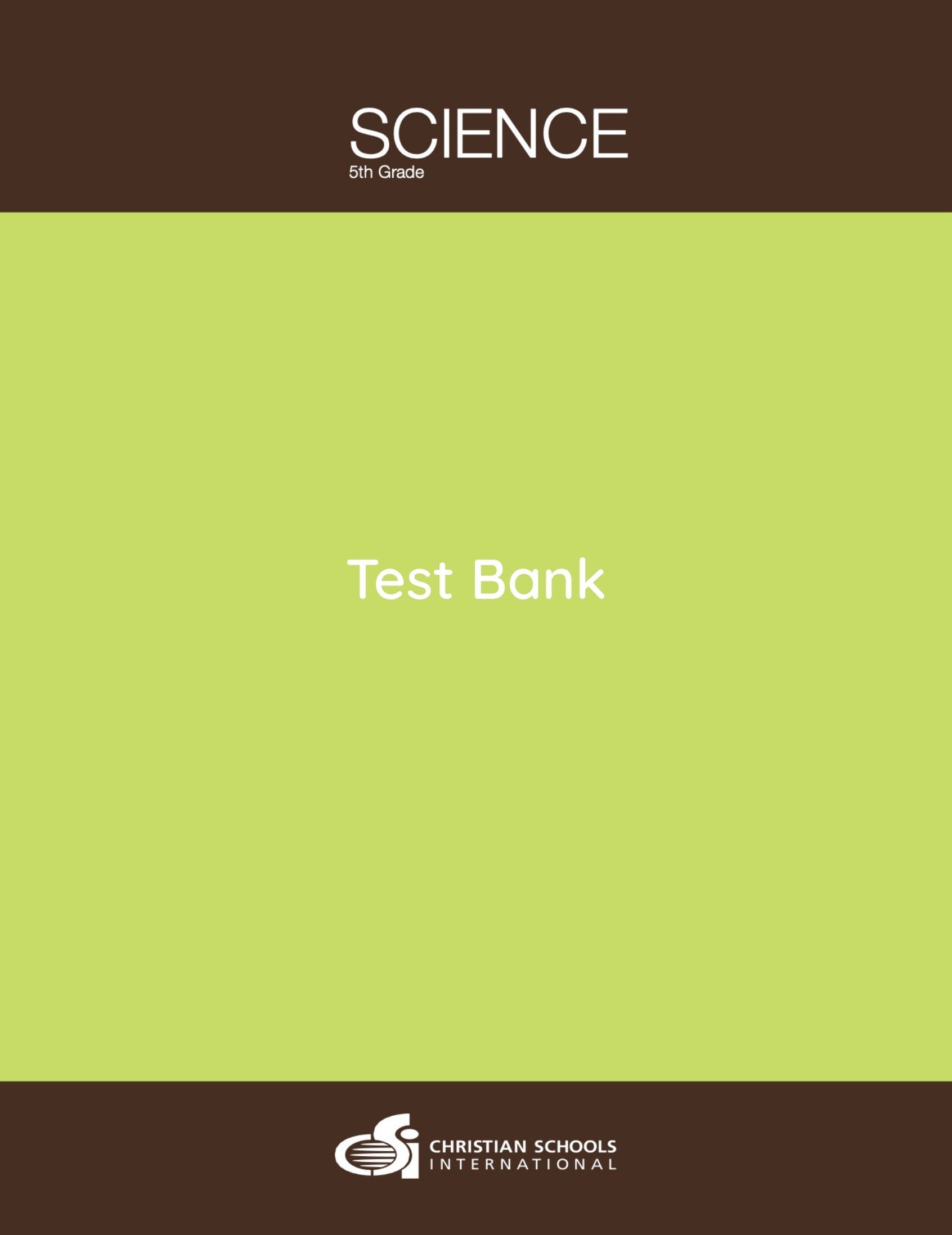 Science 2nd Edition: Electronic Test Bank (Grade 5)